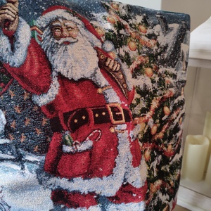 Karácsonyi párnahuzat -  díszpárna huzat télapóval - Csillogó karácsonyi párna huzat - karácsony - karácsonyi lakásdekoráció - karácsonyi lakásdíszek - Meska.hu