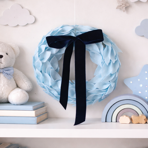 Babakék filc koszorú - pasztell színű babaszoba dekoráció - gyerekszoba ajtódísz - levél koszorú - babaköszöntő ajándék , Baba - mama, Babaszoba dekoráció, Mindenmás, MESKA