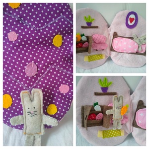 Nyuszi tojás házikóban - Húsvéti textil könyv gyerekeknek - Húsvéti csendeskönyv - Nyuszis játszókönyv - Meska.hu