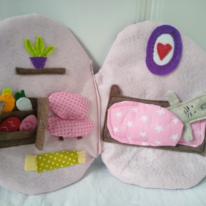 Nyuszi tojás házikóban - Húsvéti textil könyv gyerekeknek - Húsvéti csendeskönyv - Nyuszis játszókönyv - játék & sport - baba & babaház - babaház - Meska.hu