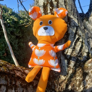 Mackó - Maci virágos ruhában - puha játék állat - sárga kordbársony maci - játék mackó , Játék & Sport, Plüssállat & Játékfigura, Maci, Baba-és bábkészítés, Varrás, MESKA