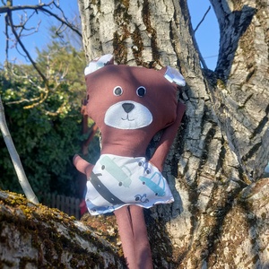 Mackó textil játék - puha mackó figura - játékállat - kézműves textilfigura - egyedi játékfigura - alvós maci, Játék & Sport, Plüssállat & Játékfigura, Maci, Baba-és bábkészítés, Varrás, MESKA