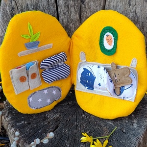 Húsvéti Nyuszi hordozható házikója - Puha textil könyv gyerekeknek - Filc játszókönyv kiegészítőkkel - filc szerepjáték , Baba - mama, Baba játékok, Textilkönyv & Babakönyv, Varrás, MESKA