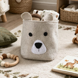 Macis tároló kosárka - állatos kaspó takaró - állat figurás gyerekszobai kosár - puha filc kaspó  - Meska.hu