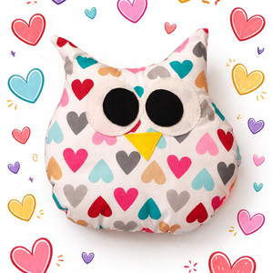 Szívecskés bagoly párna - baglyos párna - figura párna - szíves bagoly textil figura - baglyos kispárna - Meska.hu