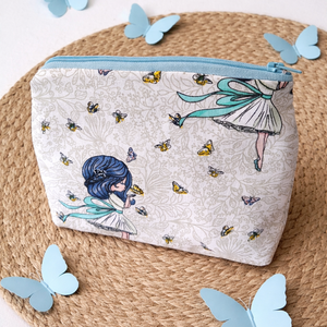 Tündéres neszesszer - textil pénztárca tündér mintával - lapos neszeszer - textil ajándék lányoknak  - Meska.hu