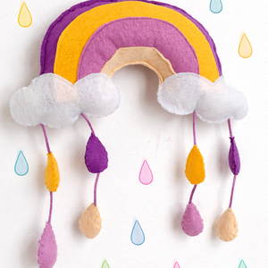 Pasztell szivárvány dekor - Lila / Mályva / Sárga - Ablakdísz - Függő dísz babaszobába - szivárvány dekor - Meska.hu