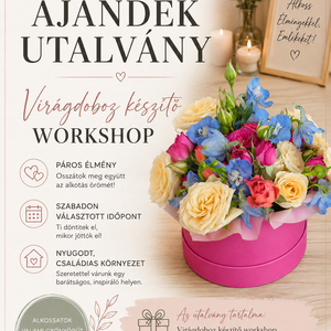 Ballagási ajándékutalvány - virágdoboz készítő workshop 2 fő részére élő virágokból  - Meska.hu