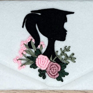 Ajándék átadó, pénzátadó boríték - lány sziluettel, diplomaosztóra, ballagásra, különleges egyedi ajándék filc anyagból - otthon & életmód - papír, írószer - ajándékozás kellékei - pénzátadó boríték - Meska.hu