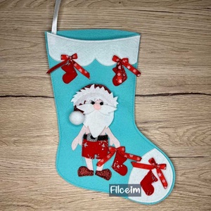 Filc mikulás csizma mókás Mikulással, Karácsony, Mikulás, Mikulás csizma és zokni, Varrás, MESKA