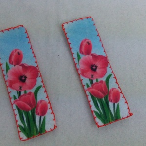 Piros tulipános könyvjelző  - Meska.hu