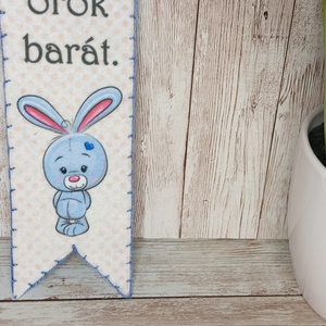 Nyuszis könyvjelző-kék (1) - könyv & zene - könyvjelző - Meska.hu