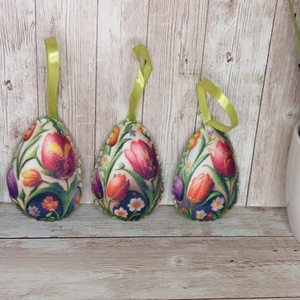 Tulipános filc tojás szett, Otthon & Életmód, Dekoráció, Fali és függő dekoráció, Függődísz, Varrás, MESKA