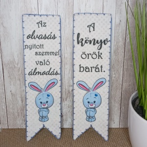 Nyuszis könyvjelző szett- kék, Könyv & Zene, Könyvjelző, Varrás, MESKA