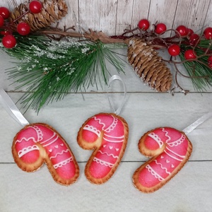 Filc karácsonyfadísz cukorpálcák, Karácsony, Karácsonyi lakásdekoráció, Karácsonyfadíszek, Varrás, MESKA