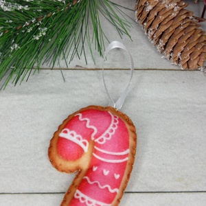 Filc karácsonyfadísz cukorpálcák - karácsony - karácsonyi lakásdekoráció - karácsonyfadíszek - Meska.hu