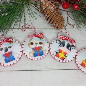 Filc karácsonyfa dísz-állatok, Karácsony, Karácsonyi lakásdekoráció, Karácsonyfadíszek, Varrás, MESKA