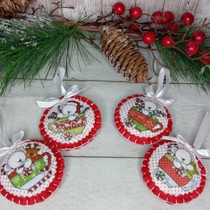 Jegesmacik csészében, Karácsony, Karácsonyi lakásdekoráció, Karácsonyfadíszek, Varrás, MESKA