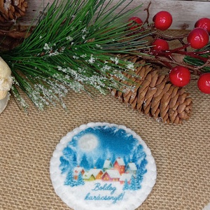 Karácsonyi falu-hűtőmágnes - karácsony - karácsonyi lakásdekoráció - karácsonyi lakásdíszek - Meska.hu