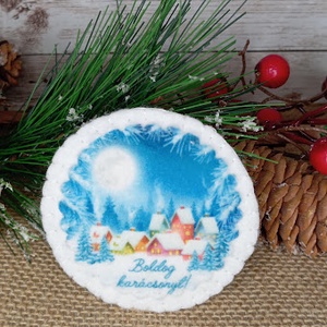 Karácsonyi falu-hűtőmágnes - karácsony - karácsonyi lakásdekoráció - karácsonyi lakásdíszek - Meska.hu