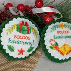 Boldog karácsony fenyődísz csomag - karácsony - karácsonyi lakásdekoráció - karácsonyfadíszek - Meska.hu