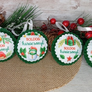 Boldog karácsony fenyődísz csomag, Karácsony, Karácsonyi lakásdekoráció, Karácsonyfadíszek, Varrás, MESKA