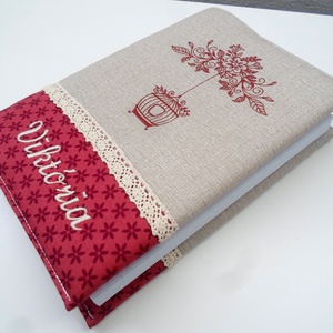 Vintage, madárkalitkás napló - textil napló hímzett napló - otthon & életmód - papír, írószer - jegyzetfüzet & napló - Meska.hu