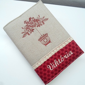 Vintage, madárkalitkás napló - textil napló hímzett napló - otthon & életmód - papír, írószer - jegyzetfüzet & napló - Meska.hu