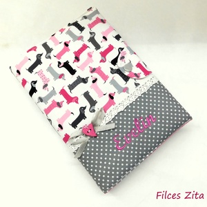 Tacskós textil jegyzetfüzet -    kutyás pamut füzetborító - otthon & életmód - papír, írószer - jegyzetfüzet & napló - Meska.hu