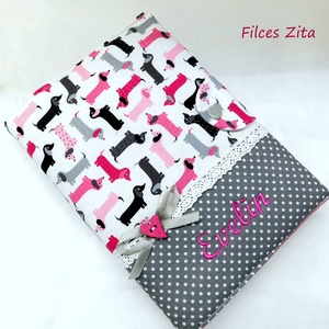 Tacskós textil jegyzetfüzet -    kutyás pamut füzetborító - otthon & életmód - papír, írószer - jegyzetfüzet & napló - Meska.hu