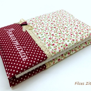 Rózsás napló - textil apró rózsás jegyzetfüzet hímzett névvel, Otthon & Életmód, Papír, írószer, Jegyzetfüzet & Napló, Varrás, Patchwork, foltvarrás, MESKA