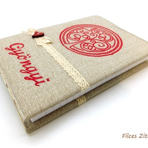 Életfa - névre szóló hímzett textil napló  - otthon & életmód - papír, írószer - jegyzetfüzet & napló - Meska.hu