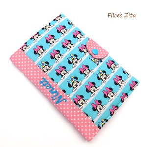 Minnie egészségügyi kiskönyv borító névhímzéssel - eü textil borító névvel, Otthon & Életmód, Papír, írószer, Egészségügyi kiskönyv borító, Varrás, Hímzés, MESKA