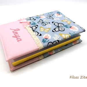 Pillangós textil napló névhímzéssel - lepkés jegyzetfüzet - pamut notesz - otthon & életmód - papír, írószer - jegyzetfüzet & napló - Meska.hu