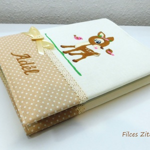 Bambis őzikés baba fotóalbum hímzett névvel - hímzett egyedi fényképalbum  - otthon & életmód - papír, írószer - album & fotóalbum - Meska.hu