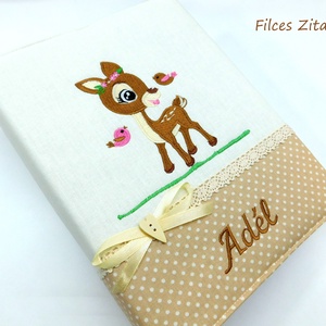 Bambis őzikés baba fotóalbum hímzett névvel - hímzett egyedi fényképalbum  - otthon & életmód - papír, írószer - album & fotóalbum - Meska.hu