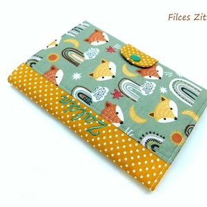 Rókás egészségügyi kiskönyv borító névhímzéssel - eü textil borító névvel - otthon & életmód - papír, írószer - Meska.hu