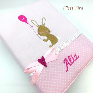 Nyuszis textil baba fotóalbum - hímzett fényképalbum  névvel - babalátogatásra album - otthon & életmód - papír, írószer - album & fotóalbum - Meska.hu