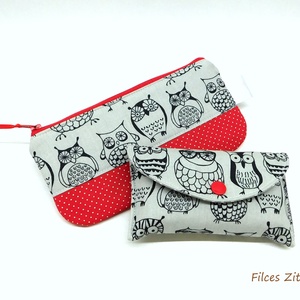 Baglyos ajándékszett / neszesszer / tolltartó - táska & tok - neszesszer - Meska.hu