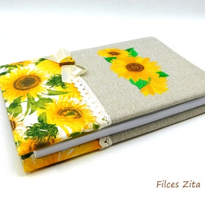 Napraforgó - névre szóló hímzett textil napló  - otthon & életmód - papír, írószer - jegyzetfüzet & napló - Meska.hu