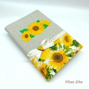 Napraforgó - névre szóló hímzett textil napló  - otthon & életmód - papír, írószer - jegyzetfüzet & napló - Meska.hu