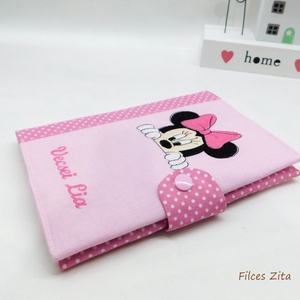 Minnie egészségügyi kiskönyv borító -  textil eü borító hímzett névvel  - otthon & életmód - papír, írószer - egészségügyi kiskönyv borító - Meska.hu