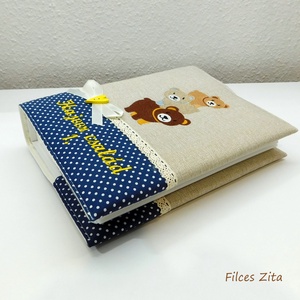 Macis családi fotóalbum  - textil fényképalbum hímzéssel - otthon & életmód - papír, írószer - album & fotóalbum - Meska.hu