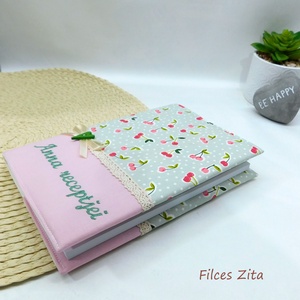 Cseresznyés receptes füzet - textil receptes könyv  - otthon & életmód - papír, írószer - jegyzetfüzet & napló - Meska.hu