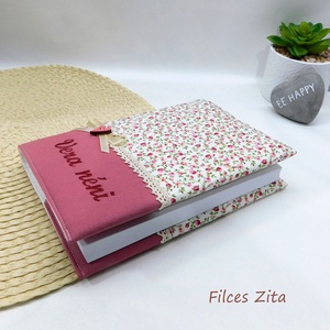 Rózsás napló - textil jegyzetfüzet  - otthon & életmód - papír, írószer - jegyzetfüzet & napló - Meska.hu