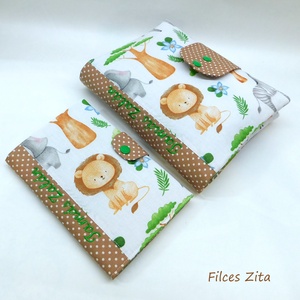 Oroszlános pelenkatáska -  textil pelenkatartó tok névhímzéssel - táska & tok - pelenkatáska - pelenkatartó tok - Meska.hu
