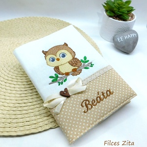 Baglyos hímzett napló / hímzett jegyzetfüzet, Otthon & Életmód, Papír, írószer, Jegyzetfüzet & Napló, Patchwork, foltvarrás, Hímzés, MESKA
