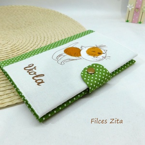  Cicás egészségügyi kiskönyv borító / cicás hímzett eü borító  - otthon & életmód - papír, írószer - egészségügyi kiskönyv borító - Meska.hu