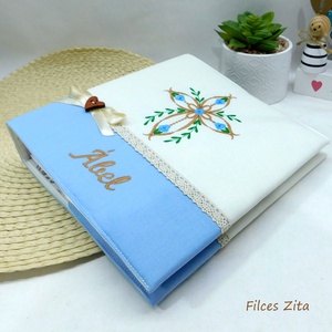 Fotóalbum keresztelőre  - textil fényképalbum hímzett névvel - otthon & életmód - papír, írószer - album & fotóalbum - Meska.hu