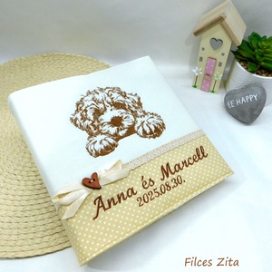 Kutyás hímzett névre szóló fotóalbum , Otthon & Életmód, Papír, írószer, Album & Fotóalbum, Varrás, Hímzés, MESKA